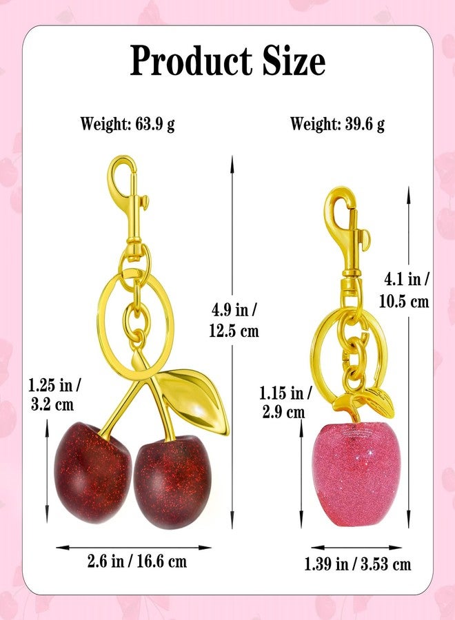 ANDGING Bling Cherry Bag Purse Charm Set Cute 8 pcs Glitter Cherry Keychain for Women Gold Pink Red Purple Cherries Purse Charms for Handbags Fruit Key Chain Accessories Handbag Backpack Llavero De Cereza - Image 4
